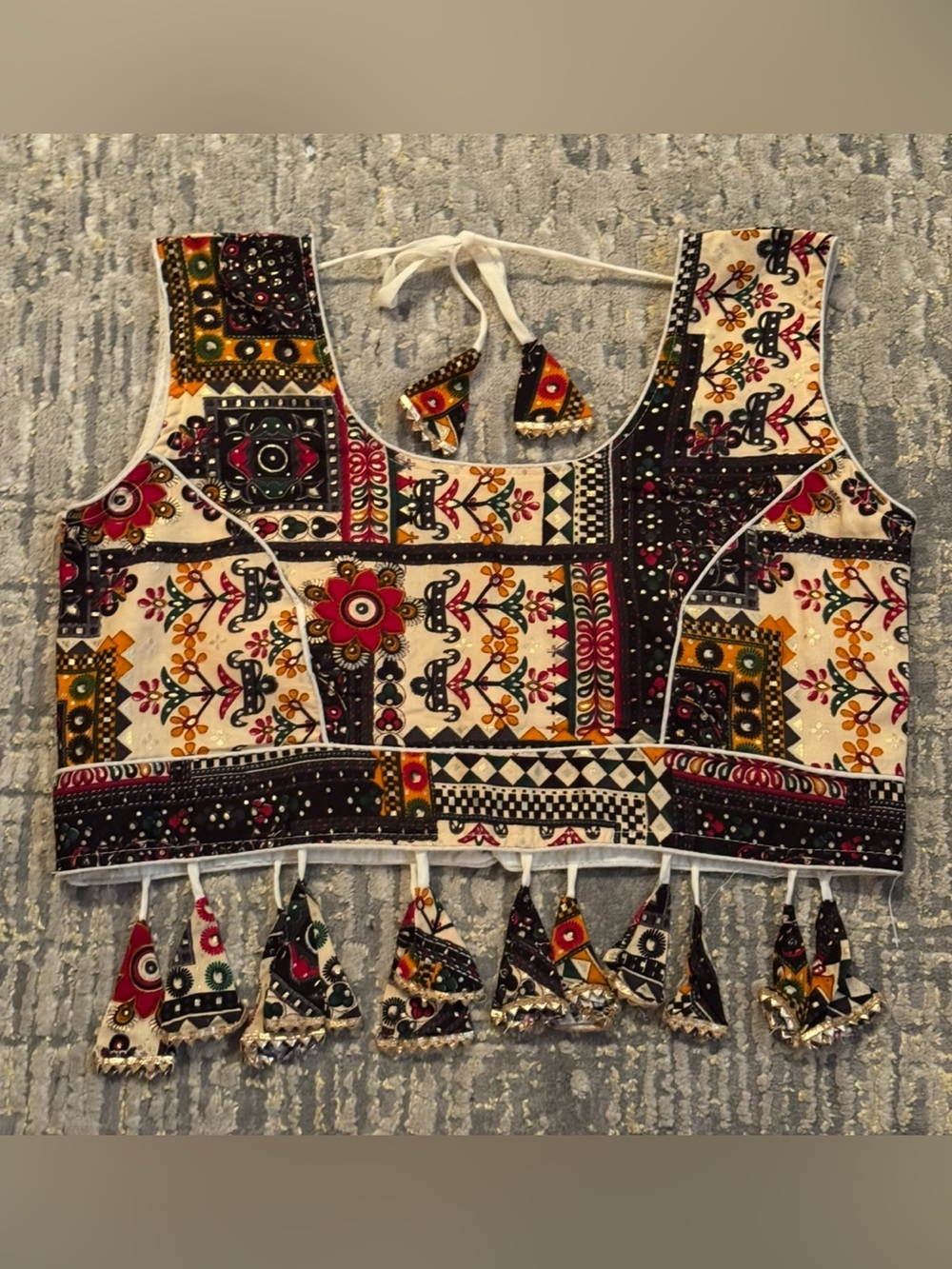 Authentic NAVRATRI Traditional Gujarati Handmade Tassel Crop Top